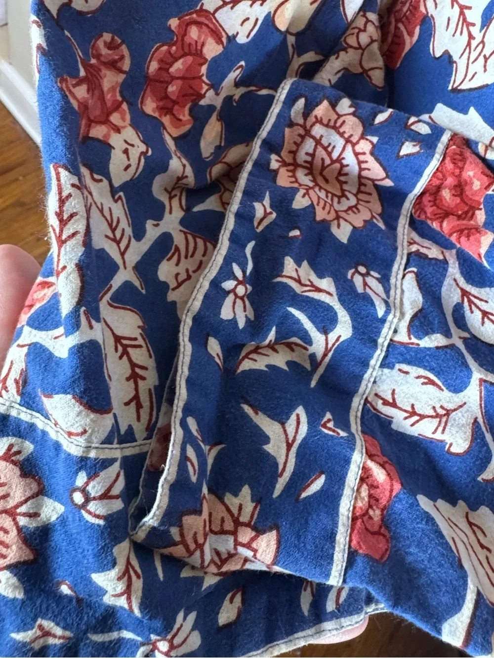 Vintage Vermont Country Store Blue Prairie Floral Mumu Lounge House Dress Sz L - Picture 7 of 10